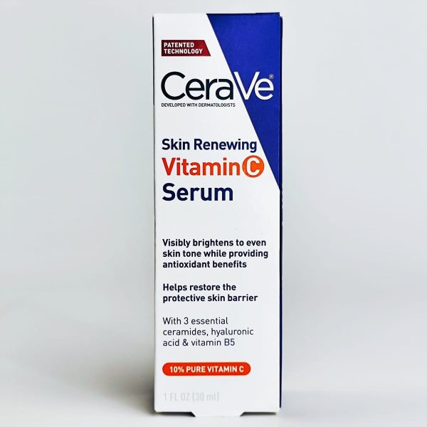 CeraVe Skin Renewing Vitamin C Serum 30ml – Brightening Face Serum with 10% Pure Vitamin C, Hyaluronic Acid & Vitamin B5 | Fades Dark Spots, Evens Skin Tone & Hydrates Skin